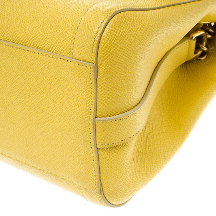 Pre Owned Dolce and Gabbana Yellow Leather Miss Dolce Top Handle Bag