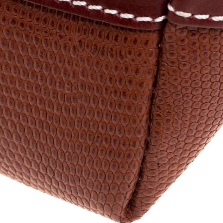 Pre Owned Dolce and Gabbana Brown Lizard Embossed and Leather Shoulder Bag