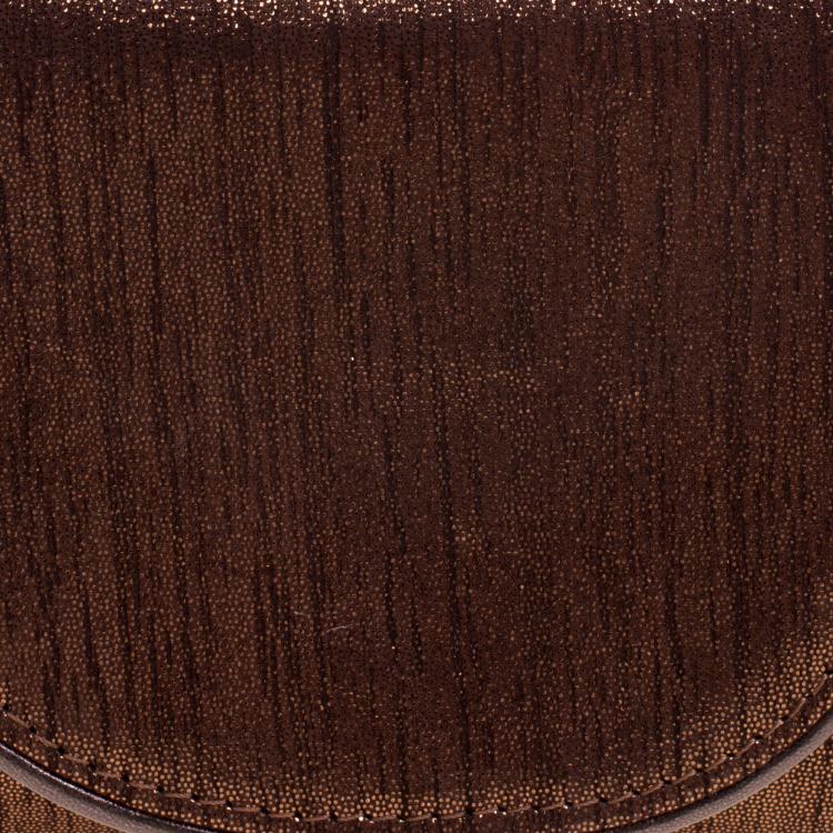 Pre Owned Dolce and Gabbana Bronze Leather Chain Clutch