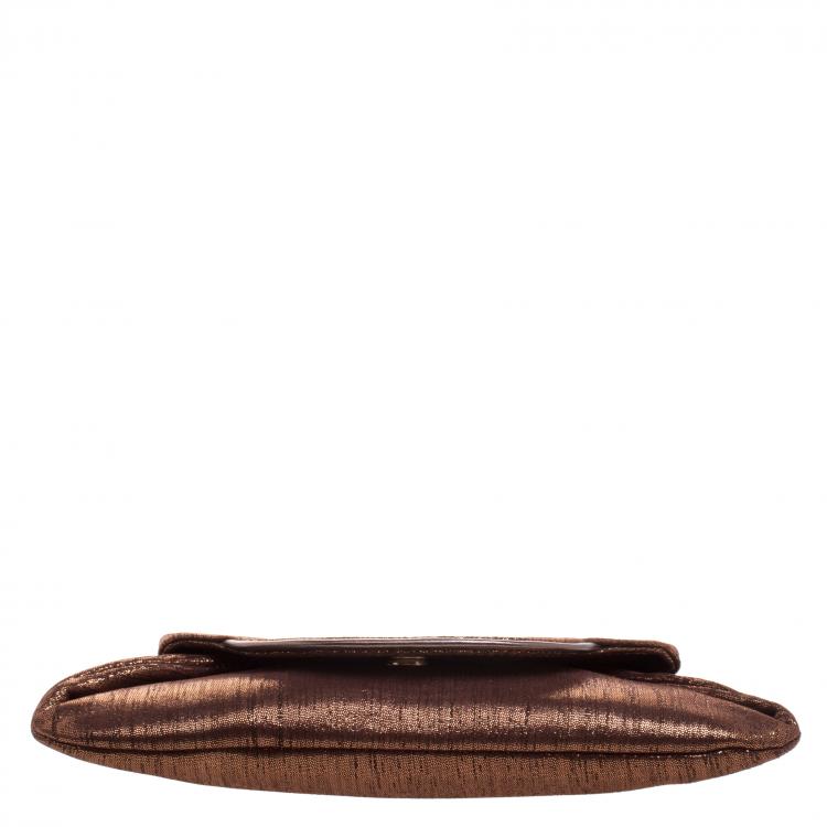 Pre Owned Dolce and Gabbana Bronze Leather Chain Clutch