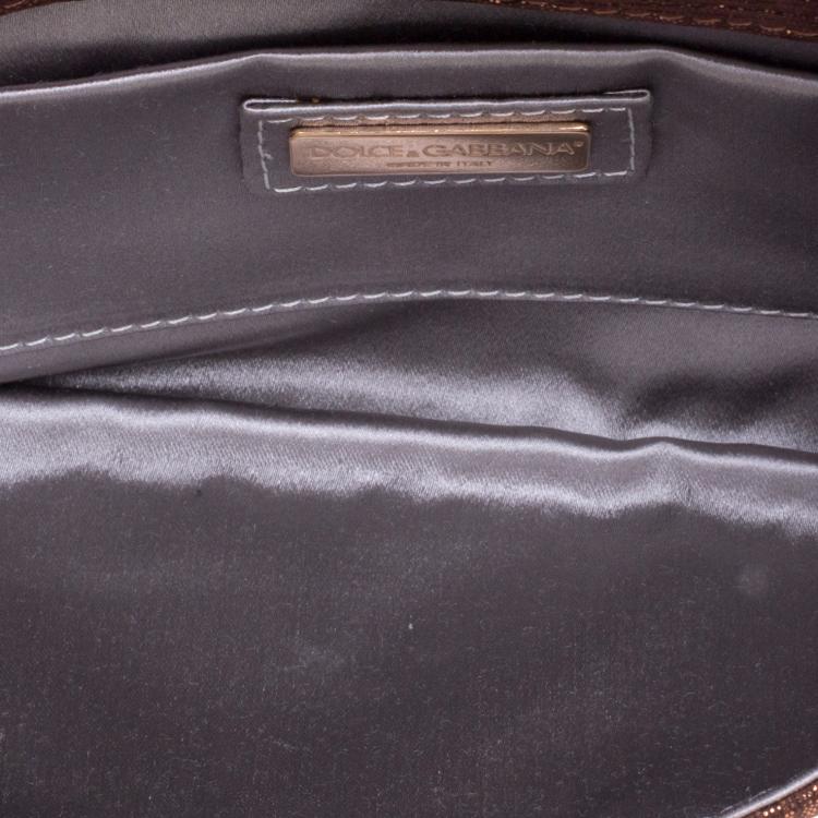 Pre Owned Dolce and Gabbana Bronze Leather Chain Clutch