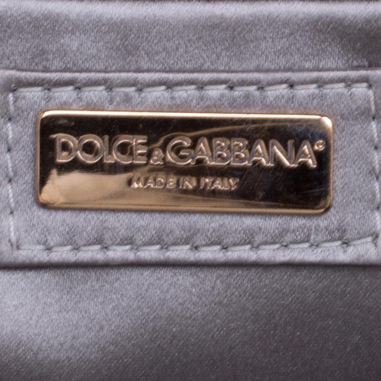 Pre Owned Dolce and Gabbana Bronze Leather Chain Clutch