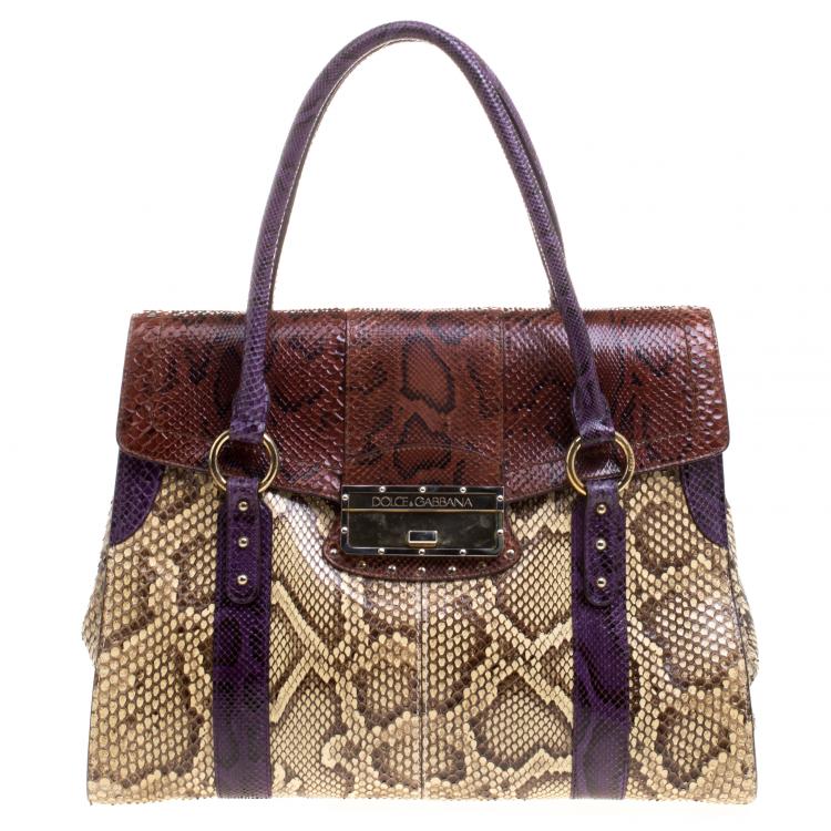 Pre Owned Dolce and Gabbana Multicolor Python Eel Satchel