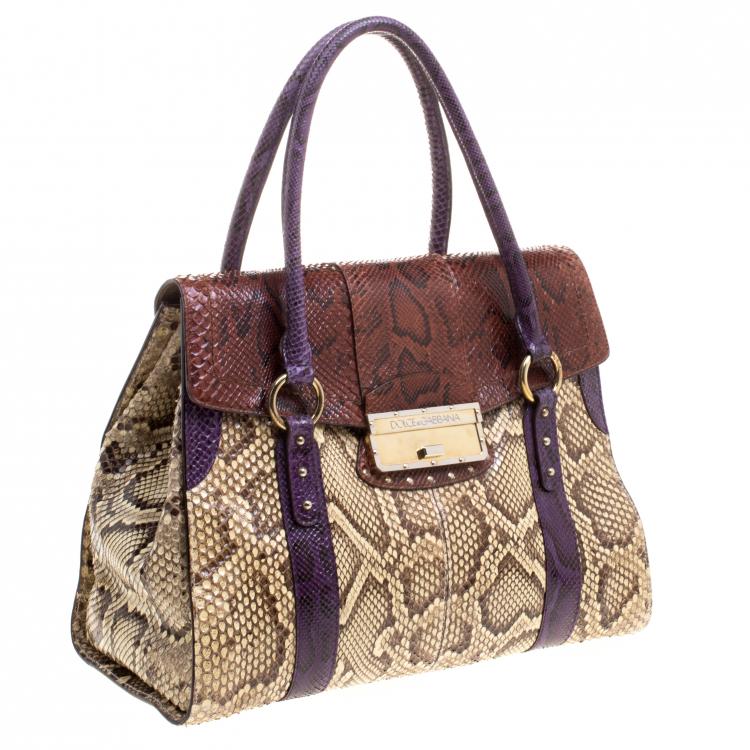 Pre Owned Dolce and Gabbana Multicolor Python Eel Satchel
