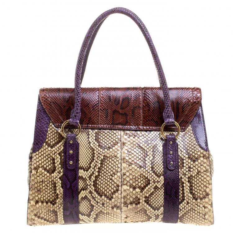 Pre Owned Dolce and Gabbana Multicolor Python Eel Satchel