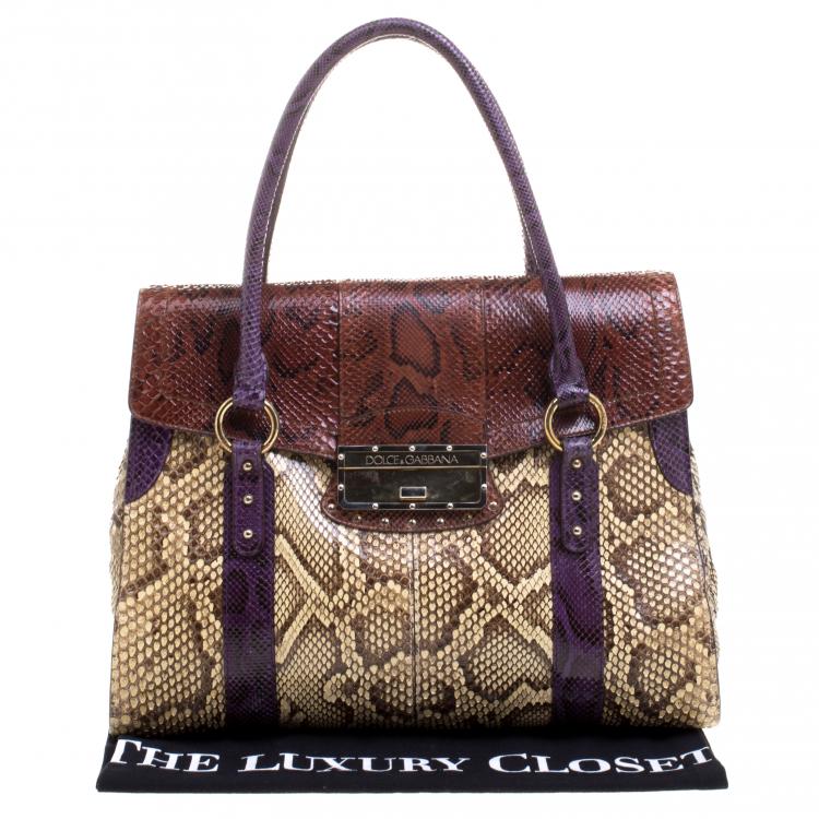 Pre Owned Dolce and Gabbana Multicolor Python Eel Satchel