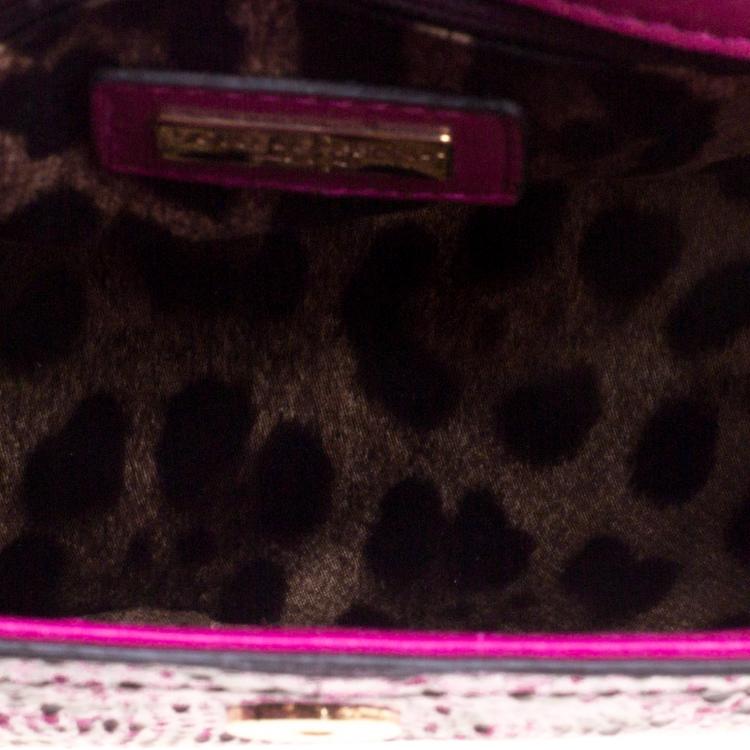 Pre Owned Dolce and Gabbana Fuschia Python Large Miss Sicily Top Handle Bag
