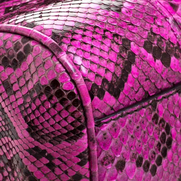 Pre Owned Dolce and Gabbana Fuschia Python Large Miss Sicily Top Handle Bag
