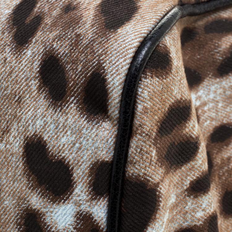Pre Owned Dolce and Gabbana Leopard Print  Fabric Medium Miss Sicily Top Handle Bag