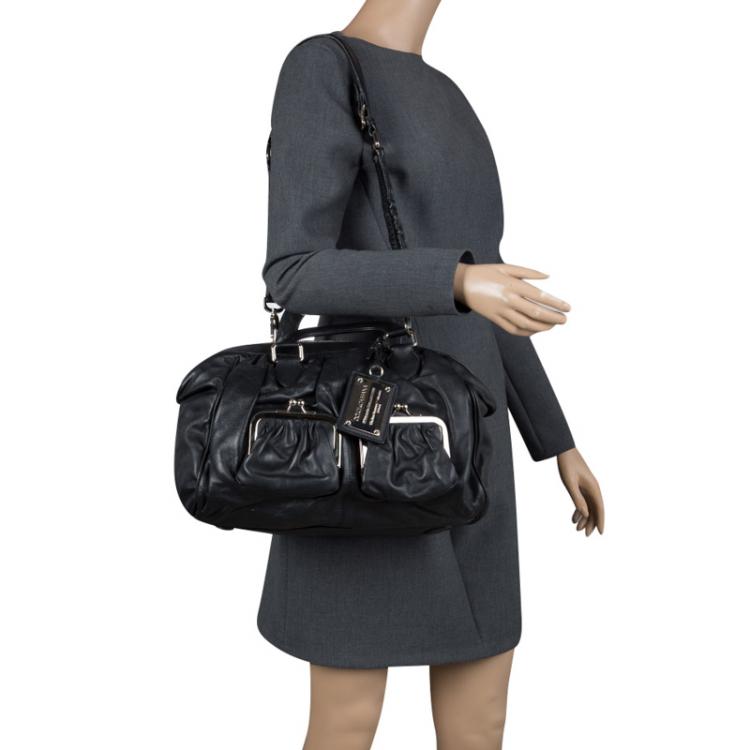 Pre Owned Dolce and Gabbana Black Leather Miss Curly Bag