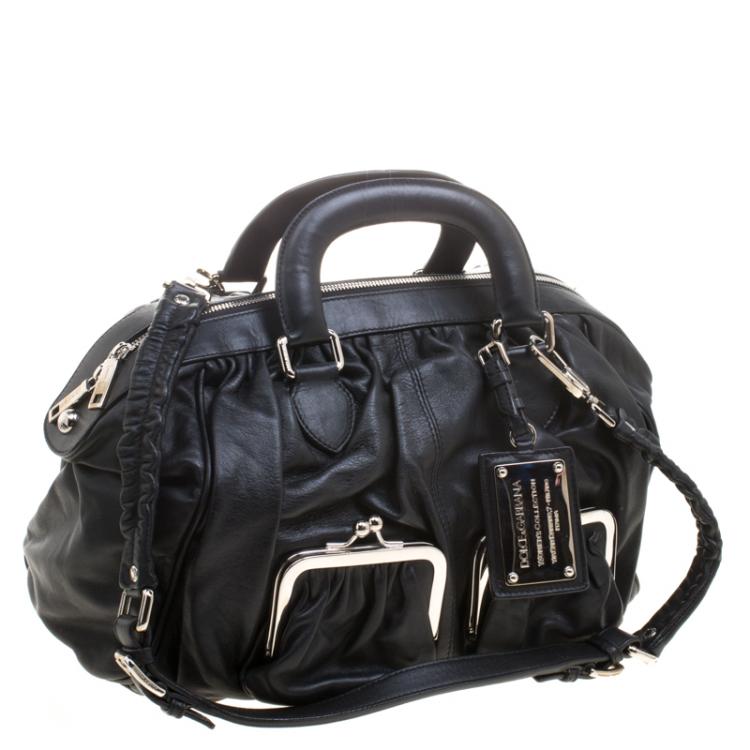 Pre Owned Dolce and Gabbana Black Leather Miss Curly Bag