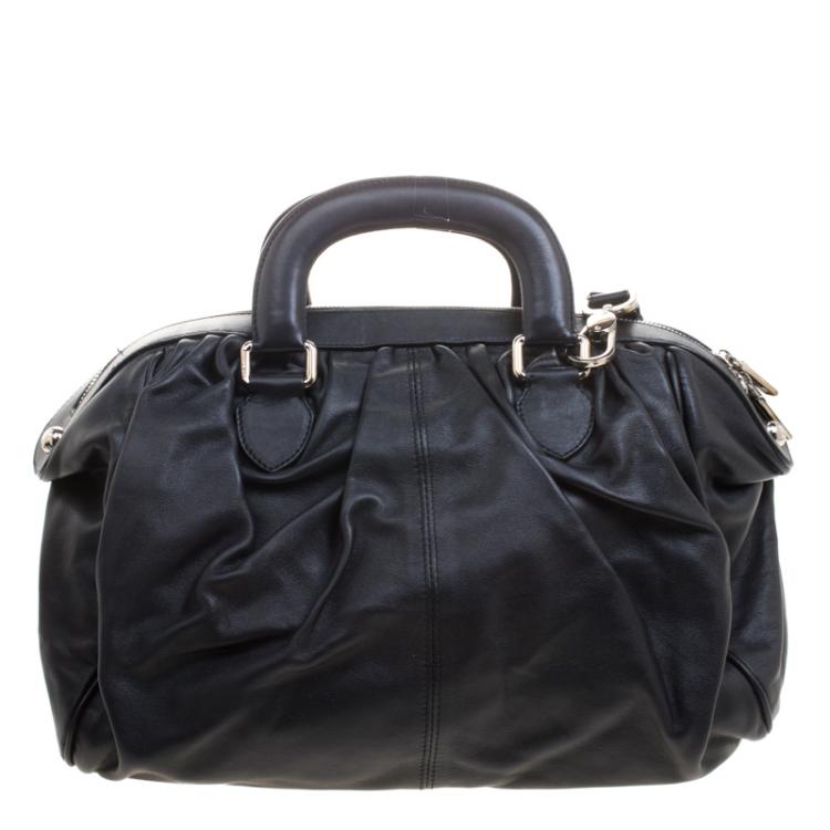 Pre Owned Dolce and Gabbana Black Leather Miss Curly Bag