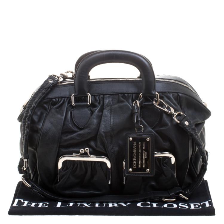 Pre Owned Dolce and Gabbana Black Leather Miss Curly Bag
