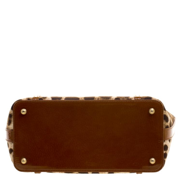 Pre Owned Dolce and Gabbana Brown Leopard Print Canvas Tote 