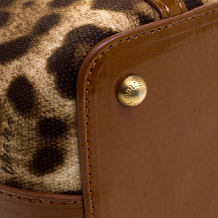 Pre Owned Dolce and Gabbana Brown Leopard Print Canvas Tote 