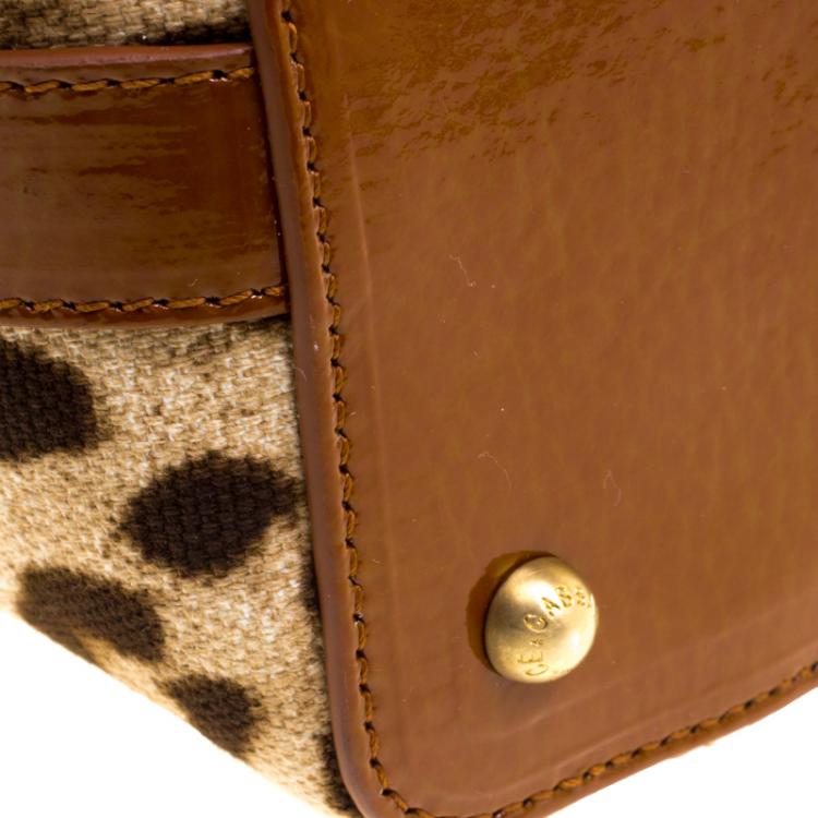 Pre Owned Dolce and Gabbana Brown Leopard Print Canvas Tote 