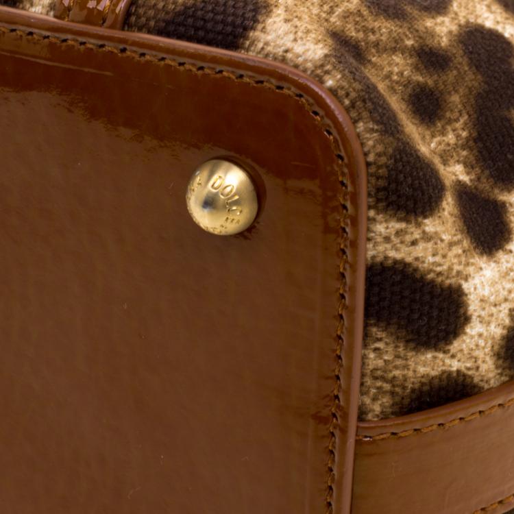 Pre Owned Dolce and Gabbana Brown Leopard Print Canvas Tote 