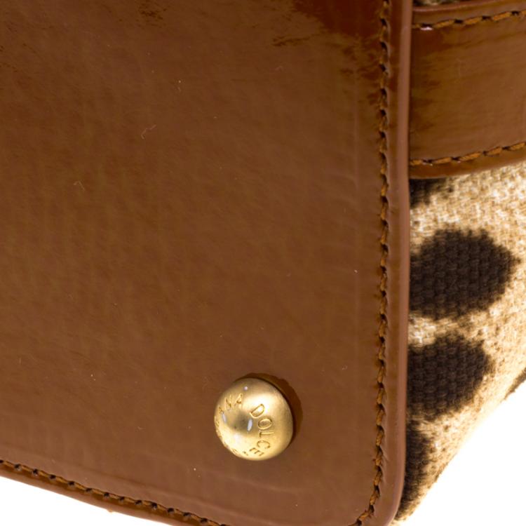 Pre Owned Dolce and Gabbana Brown Leopard Print Canvas Tote 