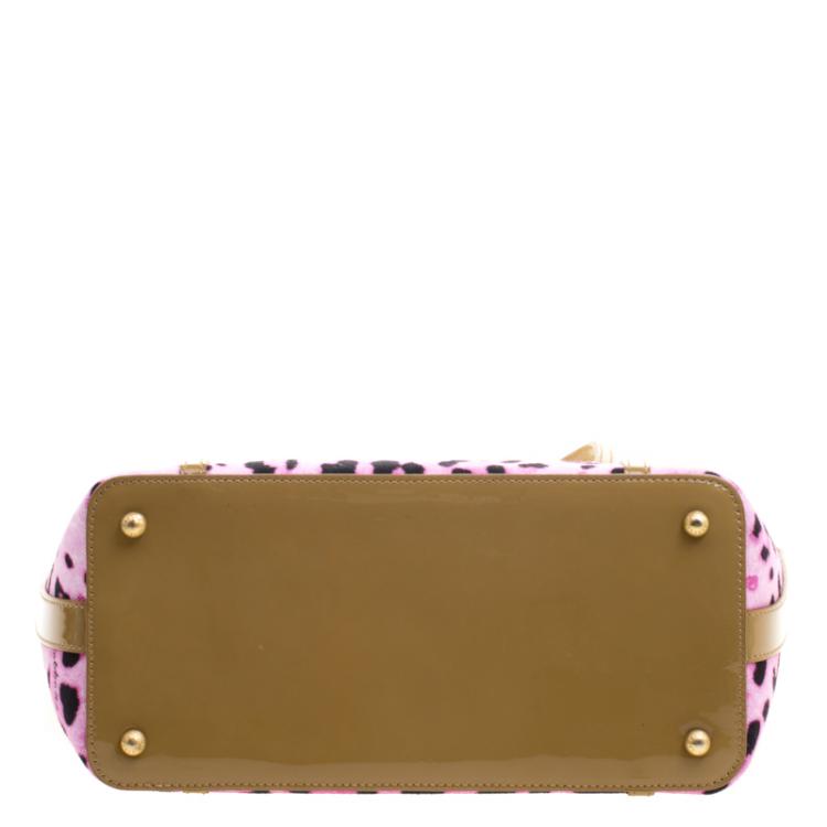 Pre Owned Dolce and Gabbana Pink/Brown Leopard Print Canvas Tote 