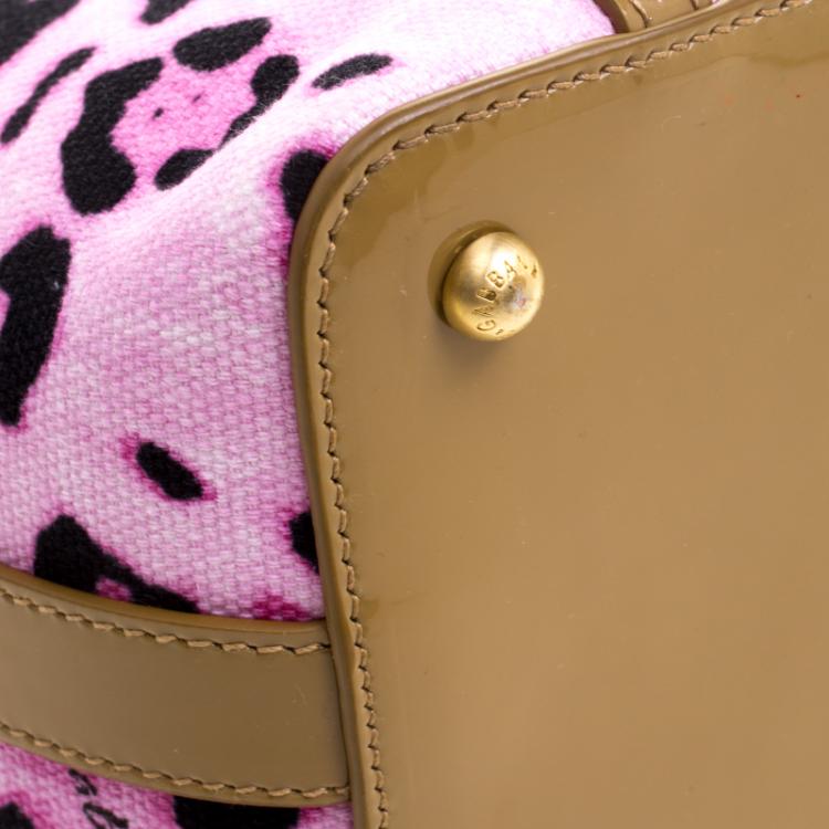 Pre Owned Dolce and Gabbana Pink/Brown Leopard Print Canvas Tote 