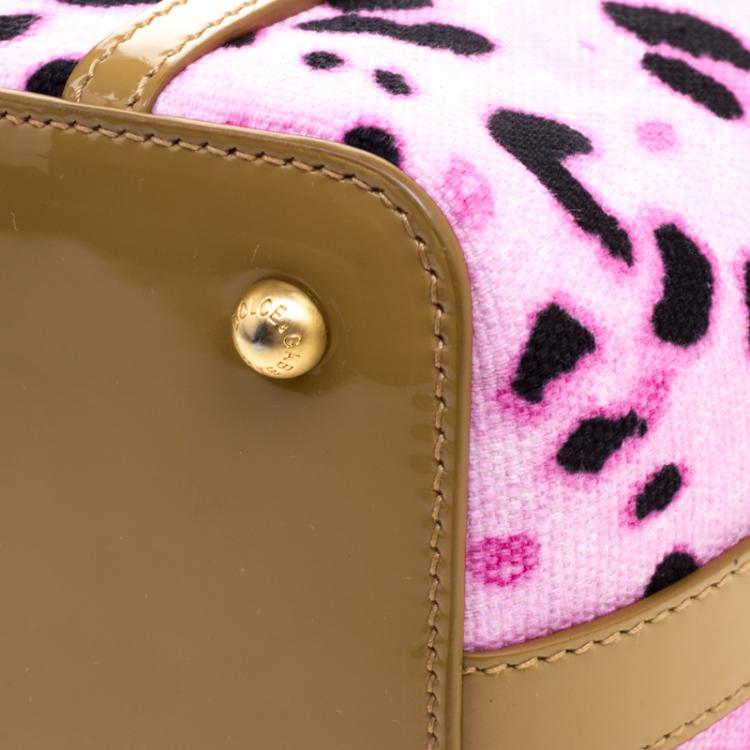 Pre Owned Dolce and Gabbana Pink/Brown Leopard Print Canvas Tote 