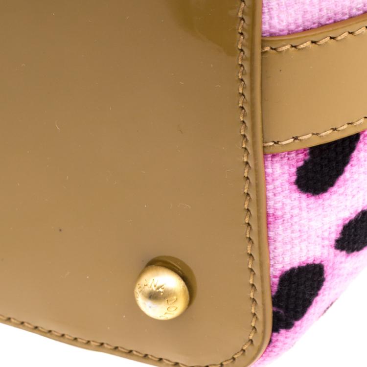 Pre Owned Dolce and Gabbana Pink/Brown Leopard Print Canvas Tote 