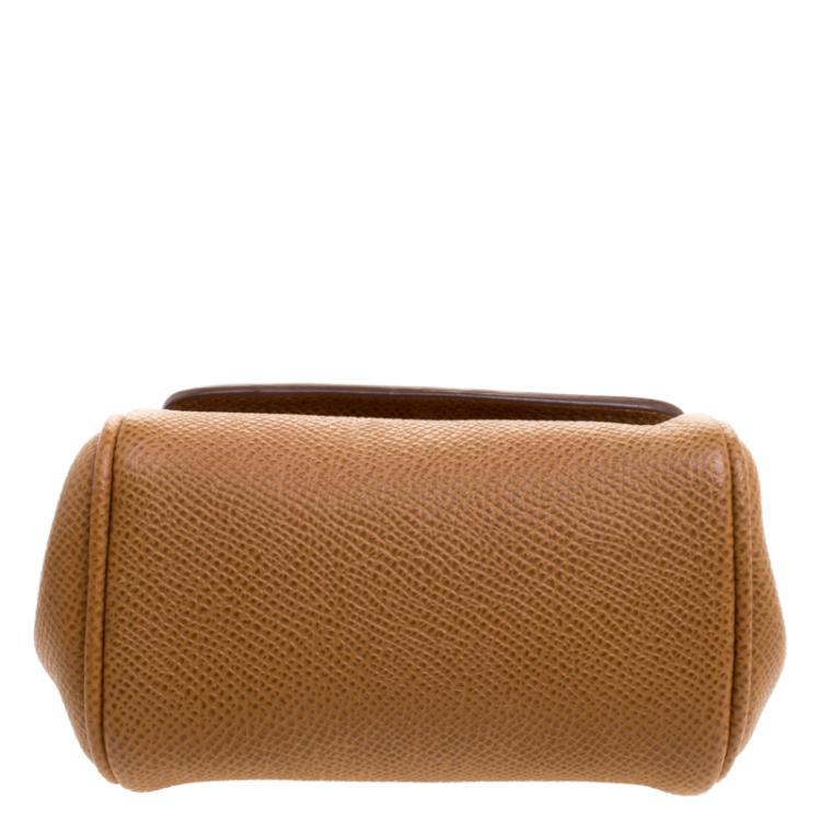 Pre Owned Dolce and Gabbana Brown Leather Micro Miss Sicily Shoulder Bag