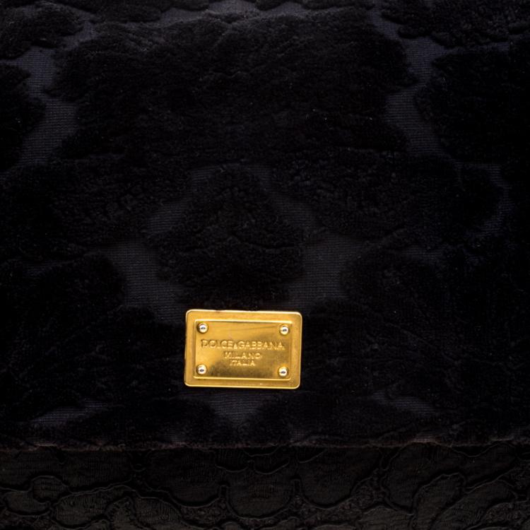 Pre Owned Dolce and Gabbana Black Fabric/Sequin and Python Trim Miss Kate Shoulder Bag