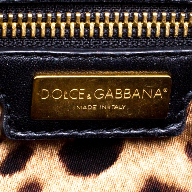 Pre Owned Dolce and Gabbana Black Fabric/Sequin and Python Trim Miss Kate Shoulder Bag