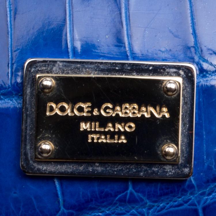 Pre Owned Dolce and Gabbana Multicolor Croc and Ostrich Leather Small Miss Sicily Top Handle Bag