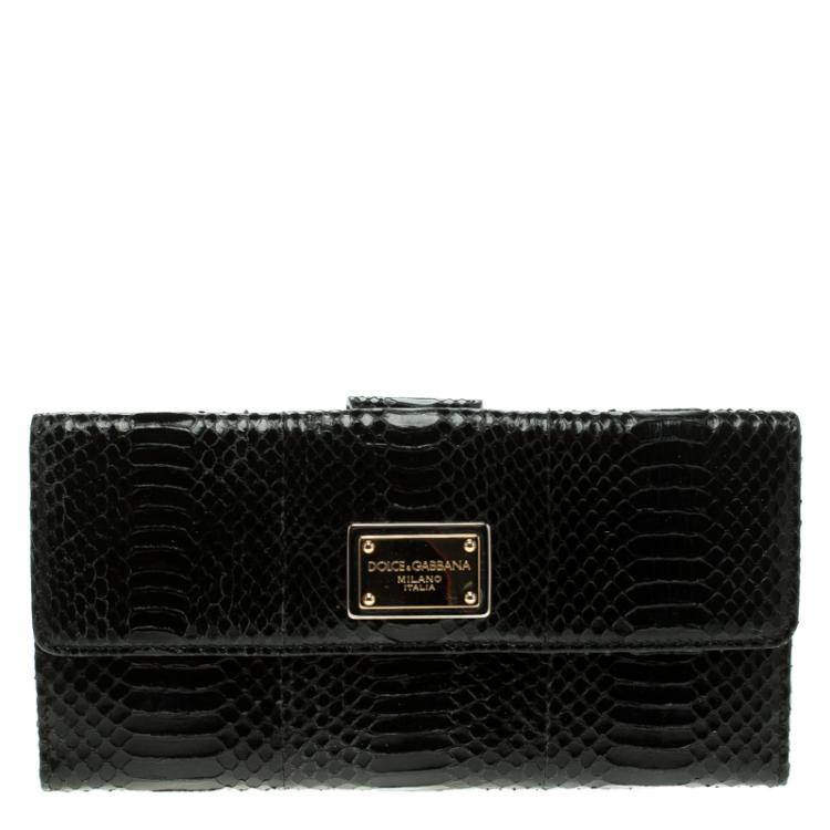 Pre Owned Dolce and Gabbana Python Continental Flap Wallet