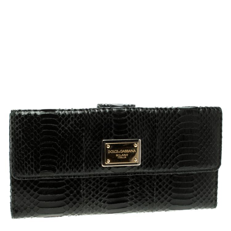 Pre Owned Dolce and Gabbana Python Continental Flap Wallet