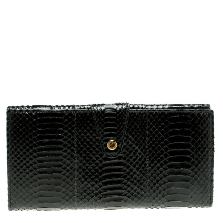 Pre Owned Dolce and Gabbana Python Continental Flap Wallet