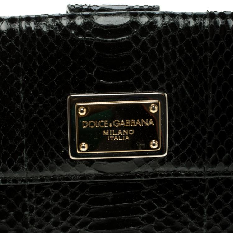 Pre Owned Dolce and Gabbana Python Continental Flap Wallet