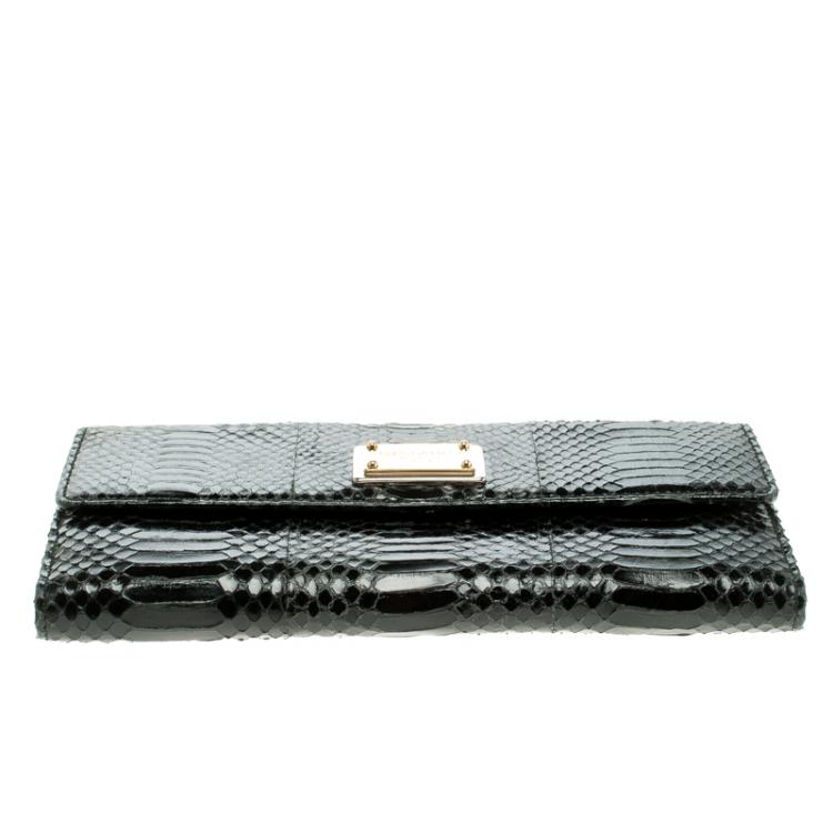 Pre Owned Dolce and Gabbana Python Continental Flap Wallet