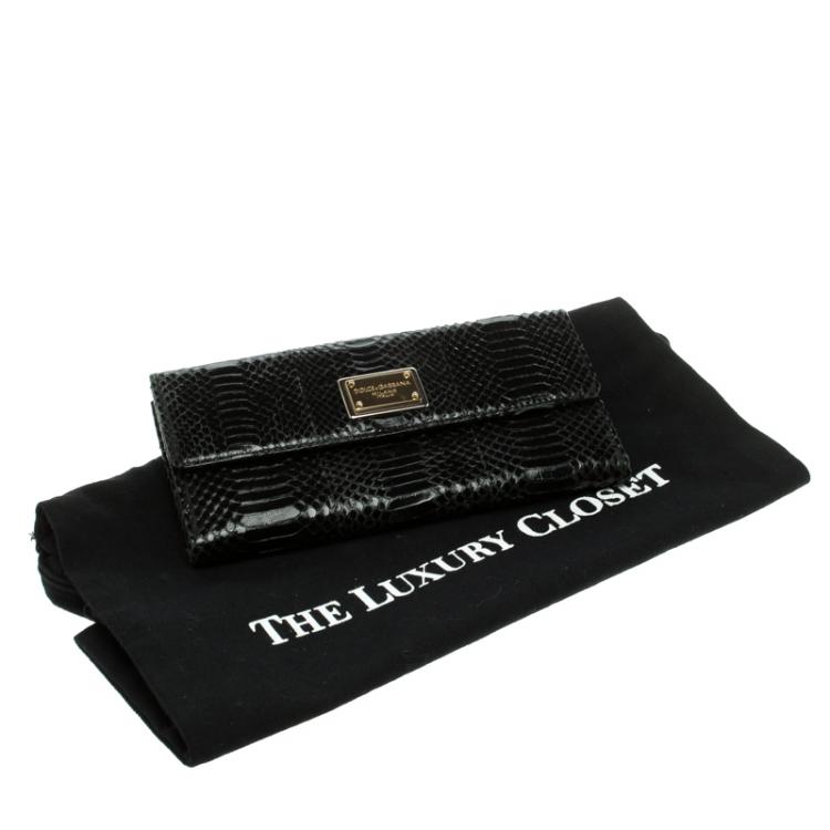 Pre Owned Dolce and Gabbana Python Continental Flap Wallet