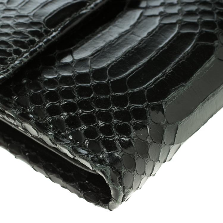 Pre Owned Dolce and Gabbana Python Continental Flap Wallet