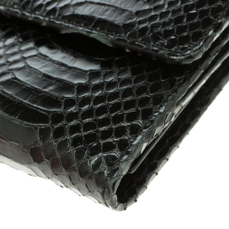 Pre Owned Dolce and Gabbana Python Continental Flap Wallet