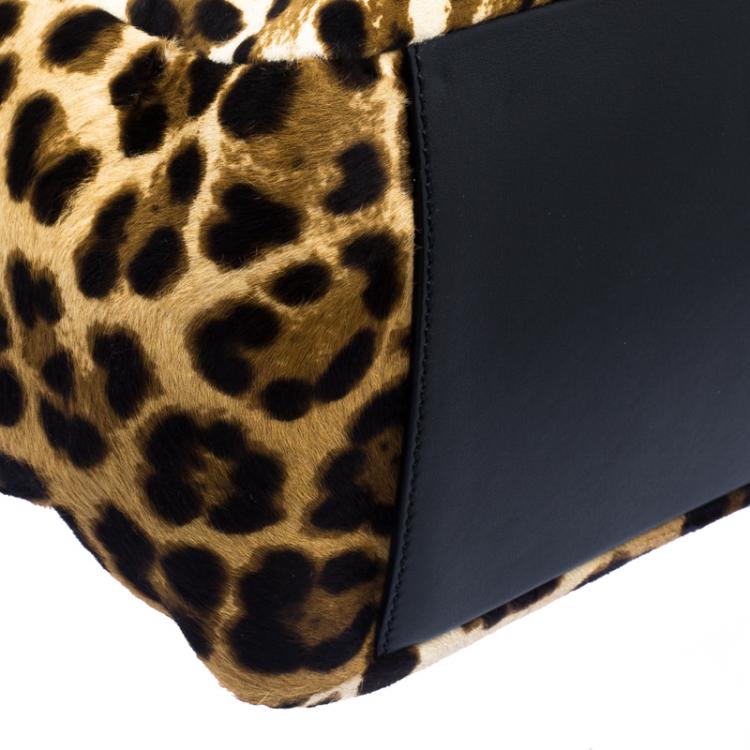 Pre Owned Dolce and Gabbana Brown Leopard Print Calf Hair Shopping Tote