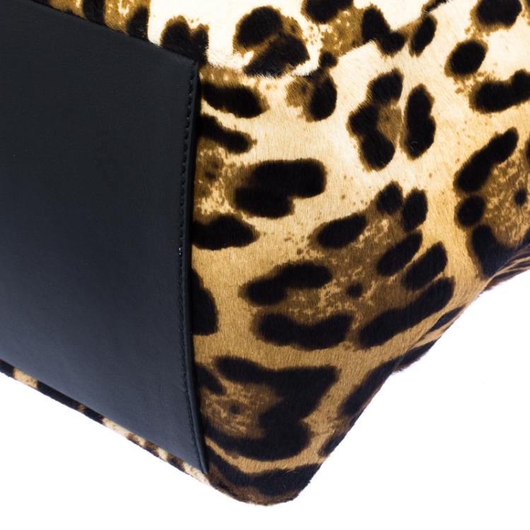 Pre Owned Dolce and Gabbana Brown Leopard Print Calf Hair Shopping Tote