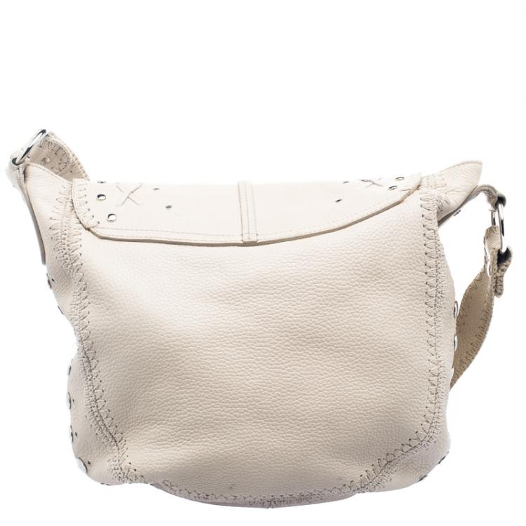 Pre Owned Dolce and Gabbana Beige/Yellow Leather and Snakeskin Coffee Fruit Charm Messenger Bag