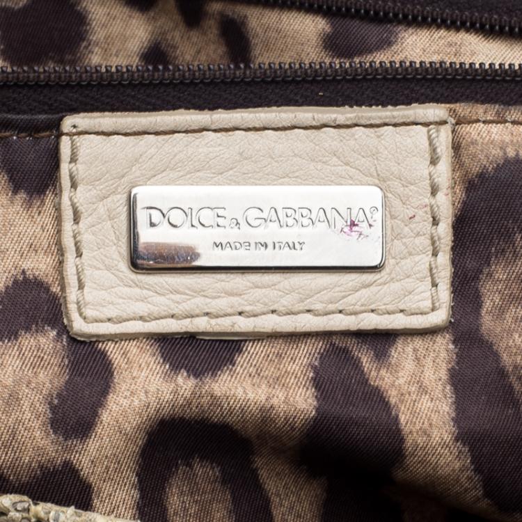 Pre Owned Dolce and Gabbana Beige/Yellow Leather and Snakeskin Coffee Fruit Charm Messenger Bag
