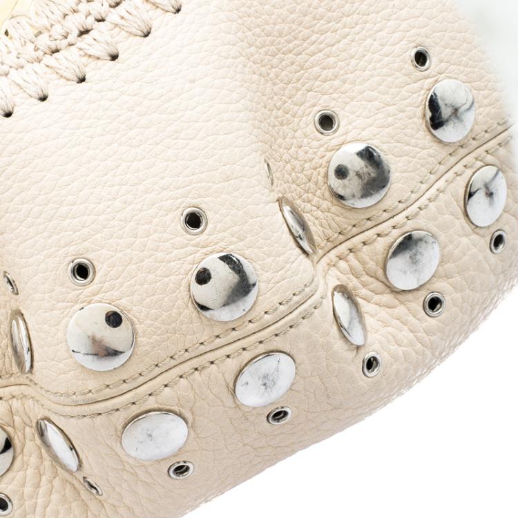Pre Owned Dolce and Gabbana Beige/Yellow Leather and Snakeskin Coffee Fruit Charm Messenger Bag