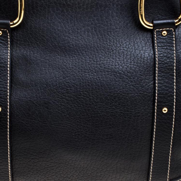 Pre Owned Dolce and Gabbana Black Leather DG Charm Tote