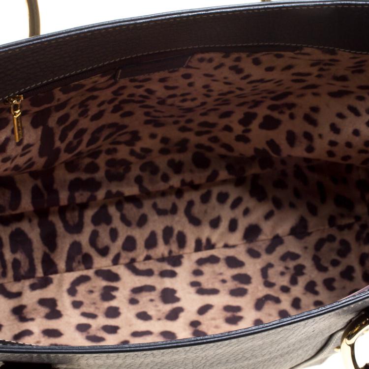 Pre Owned Dolce and Gabbana Black Leather DG Charm Tote