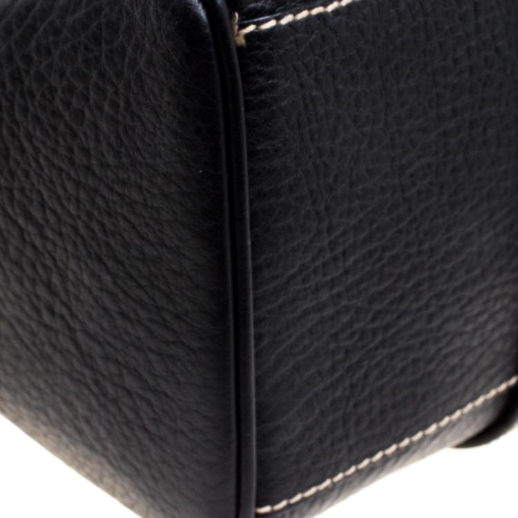 Pre Owned Dolce and Gabbana Black Leather DG Charm Tote