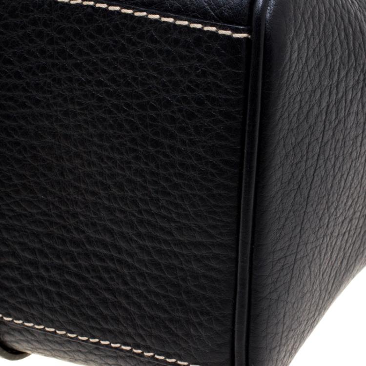 Pre Owned Dolce and Gabbana Black Leather DG Charm Tote