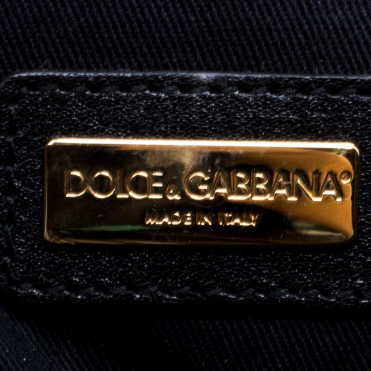 Pre Owned Dolce and Gabbana Black Leopard Print Calf Hair and Crochet Miss Sicily Tote