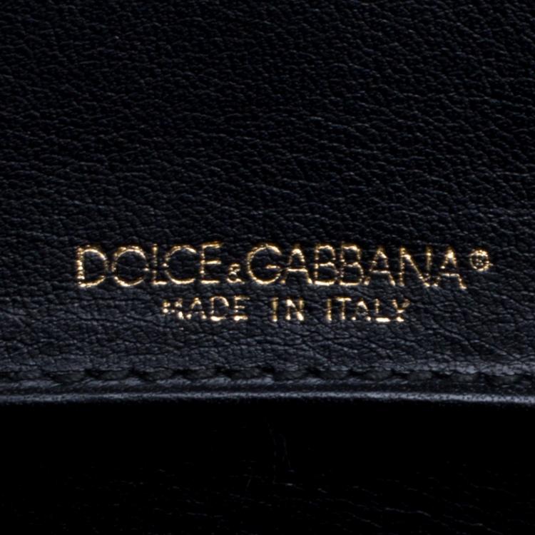 Pre Owned Dolce and Gabbana Green Leopard Print Patent Leather Small Miss Sicily Tote with Wallet