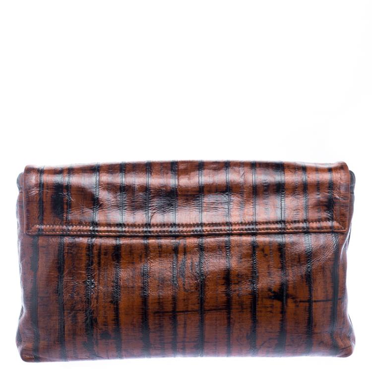 Pre Owned Dolce and Gabbana Copper Patent Leather Large Clutch